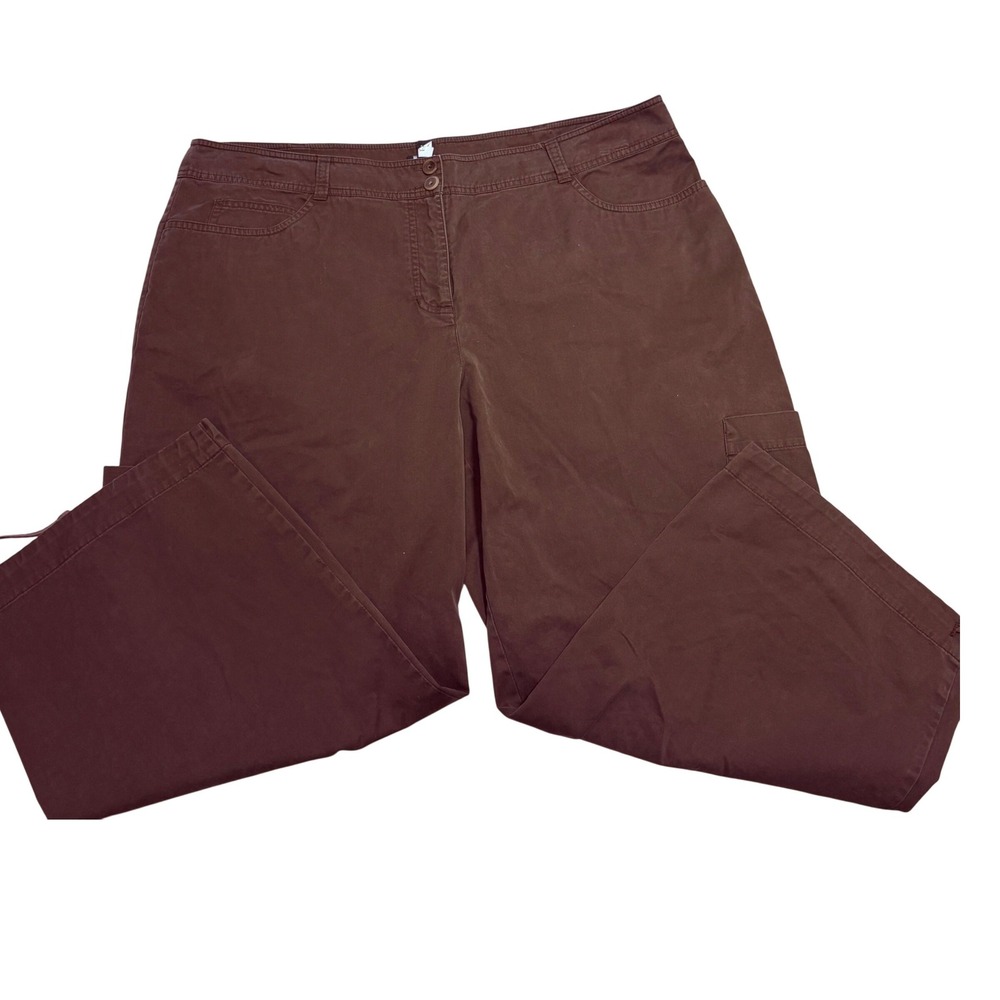 Eileen Fisher Brown Cargo Crop Pants Wide Leg Drawstring Hem Womens Large 4958